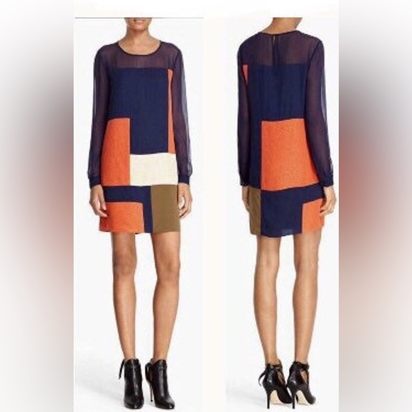 Diane Von Furstenberg Raegan #D946201L16W Silk Geometric Shift Dress Sz 6 - Picture 1 of 11